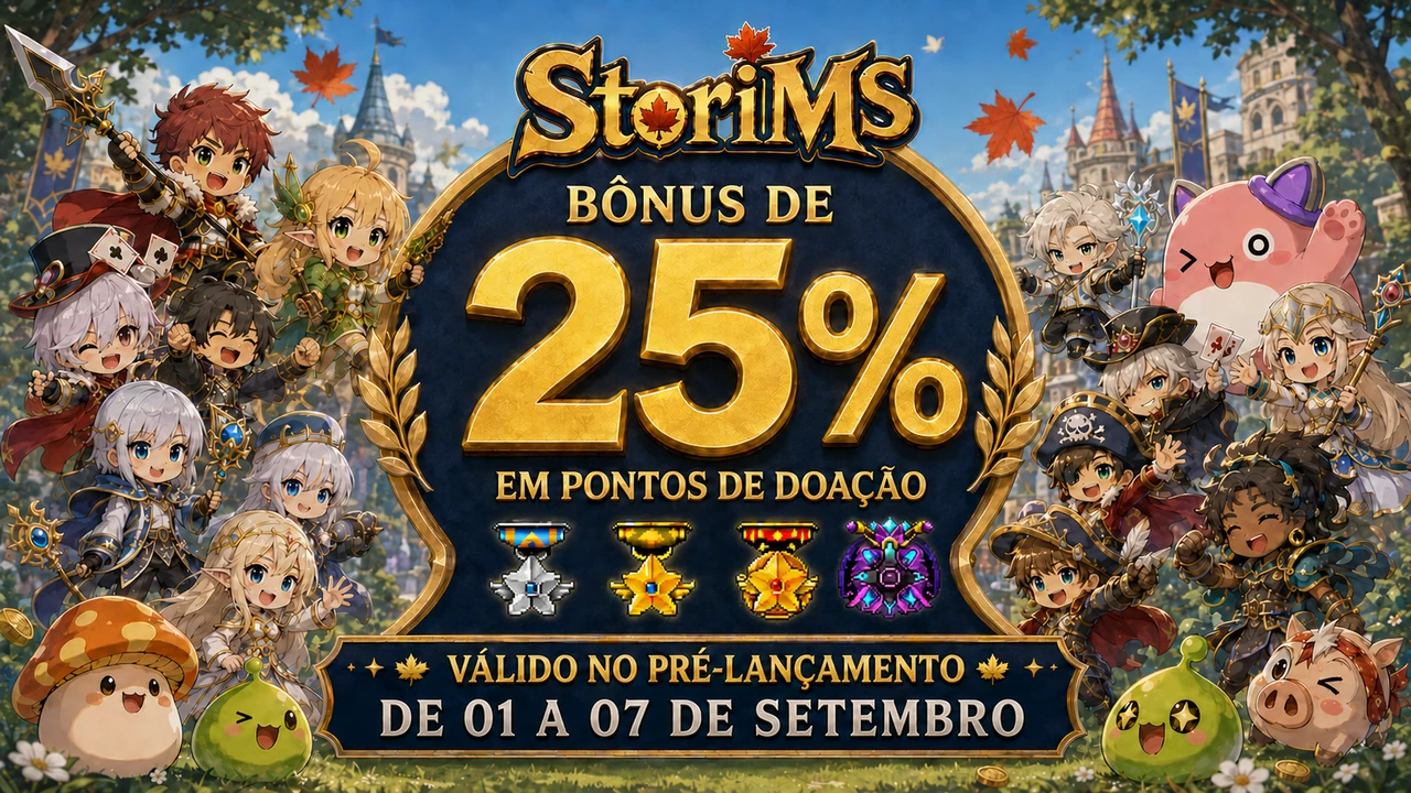 Arte do evento de pré-lançamento com bônus de 25% somente em pontos de doação